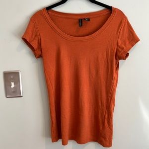 Cynthia Rowley Rust Colored Swoop Neck Top fits like S